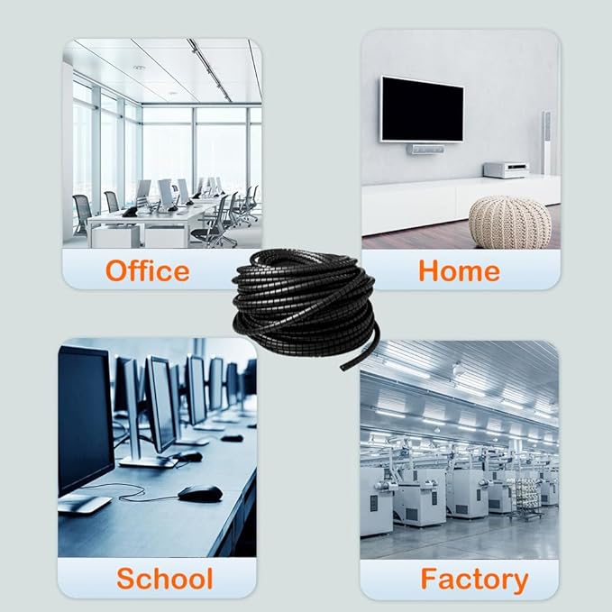 Spiral Cable Wrap - 25 Ft 3/8" Spiral Wire Wrap Cord Covers Bundle Sleeve Hose for Computer Electrical Wire Organizer-White (3/8 Inch-25Ft)