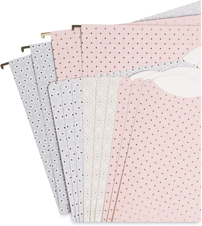 U Brands Delicate Details Fashion Filing Kit, 145 Pieces, Includes 4 Hanging Folders, 9 File Folders, 6 Binder Clips, 120 Paper Clips, 5 Sheets of File Lables and 1 Felt Tip Pen (4866U01-06)