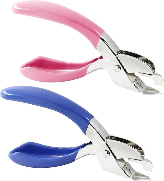 Waziaqoc 2 PCS Staple Removers, Office Staple Remover Tool for Office Heavy Hand Staple Pin Pull(Pink, Blue)