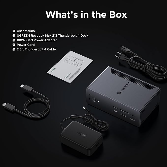 UGREEN Thunderbolt 4 Dock 13-in-1 40Gbps Docking Station with Dual 4K@60Hz Single 8K Display, 90W Charging for Laptop, 2.5GbE, SD/TF 4.0. Revodok Max 213 for MacBook Surface Pro and More