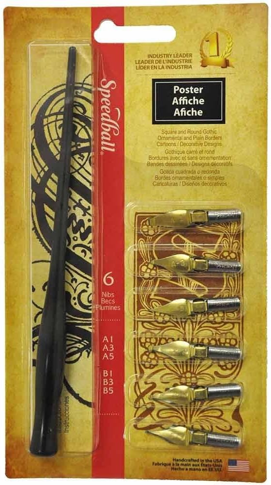 Speedball Poster Pen Set - 1 Penholder w 6 Nibs