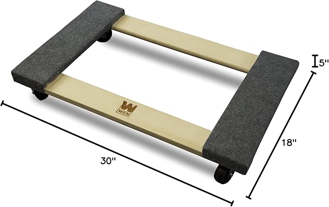 WEN 1320 lbs. Capacity 18 in. x 30 in. Hardwood Furniture Moving Dolly, Two Pack
