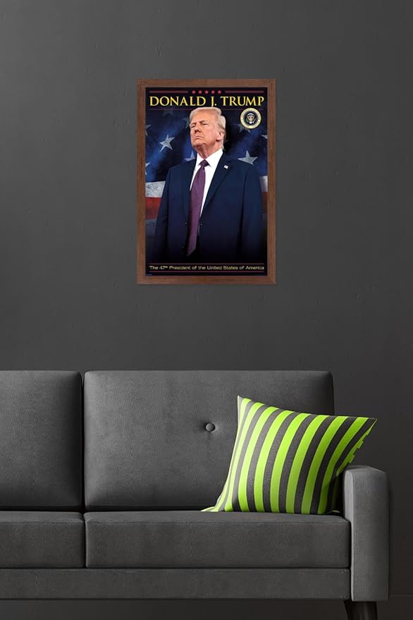 President Donald Trump - 47th President Wall Poster, 22.4L" x 14.7W", Mahogany Framed Version