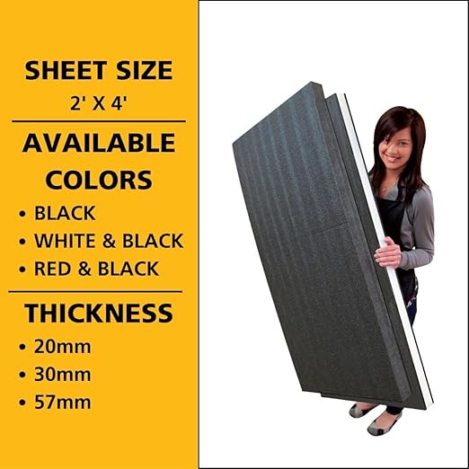 FastCap Kaizen Foam Sheet for Tool Organizers and Storage - Perfect for Professional Contractors and Technicians - 30mm Thickness, 2' x 4' Sheet Size, Black & Red