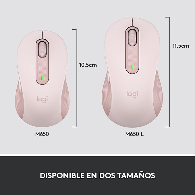 Logitech Signature M650 Wireless Mouse - for Small to Medium Sized Hands, 2-Year Battery, Silent Clicks, Customizable Side Buttons, Bluetooth, Multi-Device Compatibility - Rose (Renewed)