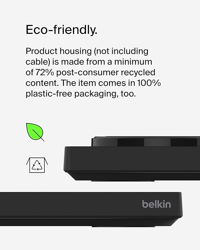 Belkin 2-in-1 Wireless Charging Pad with MagSafe 15W, Fast Charging iPhone Charger - Wireless Charging Station for iPhone 17, 16, 15, and 14 Series, AirPods, and Other MagSafe Enabled Devices - Black