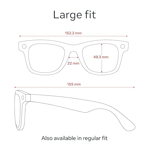 Ray-Ban Meta (Gen 1), Wayfarer, Large Matte Black | Smart AI Glasses for Men, Women — 12 MP Camera, Open-Ear Speakers, Video Recording, Bluetooth — Transitions® Clear Lenses — Wearable Technology