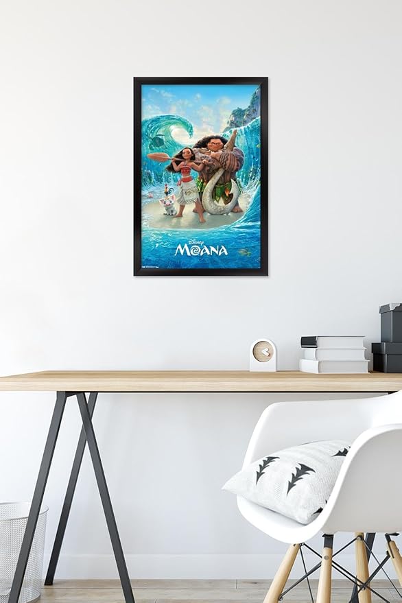 Disney Moana - Ocean Floor Wall Poster, 22.4L" x 14.7W", Black Framed Version