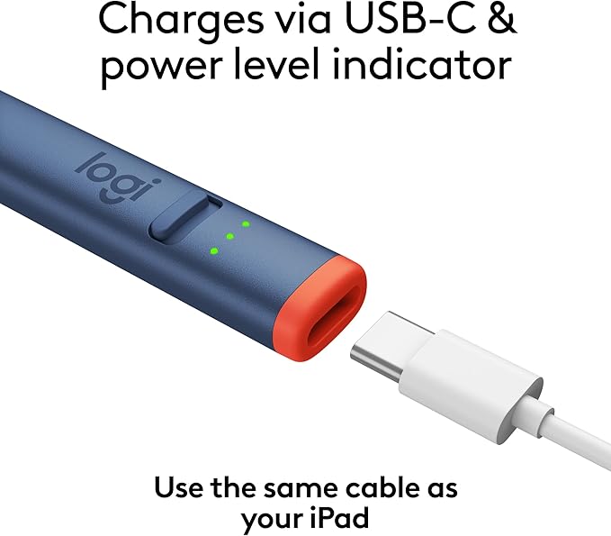 Logitech Crayon Digital Pencil for iPad (iPad Models with USB-C Ports) Featuring Apple Pencil Technology, Anti-Roll Design, and Dynamic Smart Tip (Renewed)