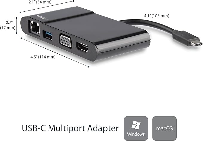 StarTech.com USB-C Multiport Adapter - USB-C Travel Dock with 4K HDMI or 1080p VGA, Gigabit Ethernet, 5Gbps USB-A 3.0 - Discontinued, Limited Stock, & Replaced by DKT31CHVL (DKT30CHV)
