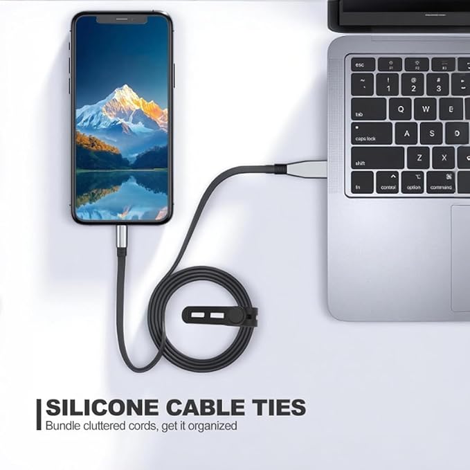 15 Pcs Silicone Cable Ties, Reusable Cord Organizers for Charger Cables, Hair Dryer, Home Office Desk, Flexible Cord Wraps for Electrical Wires Management