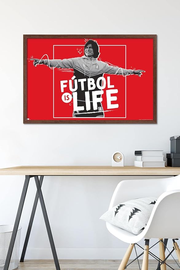 Ted Lasso - Futbol is Life Wall Poster, 34L" x 22.4W", Mahogany Framed Version