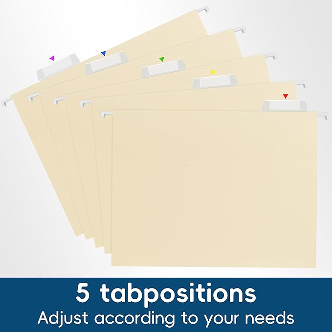 Hanging File Folders,Yellow 25 Pack Letter Size File Folders with 1/5-cut Tabs,Office Essentials for Filing Cabinet & Desk Storage