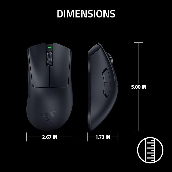 Razer DeathAdder V3 Pro Wireless Gaming Mouse + Hyperpolling Wireless Dongle: 63g Ultra Lightweight - Focus Pro 30K Optical Sensor - Optical Switches Gen-3-5 Programmable Buttons - Black
