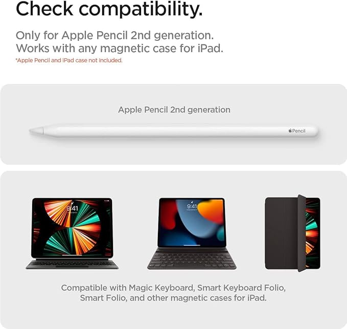 Spigen for Apple Pencil Pro Holder, 2nd Gen, Lenovo Yoga Pen, Galaxy S Pen, Compatible with Magic Keyboard, Smart Keyboard, Smart Folio, Remarkable 2 and Other Magnetic iPad Cases, Black
