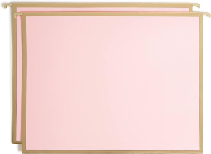 U Brands Classic Outline Hnaging File Folders, Office Supplies, Letter Size, Black, White and Pink with Gold, 6 Count