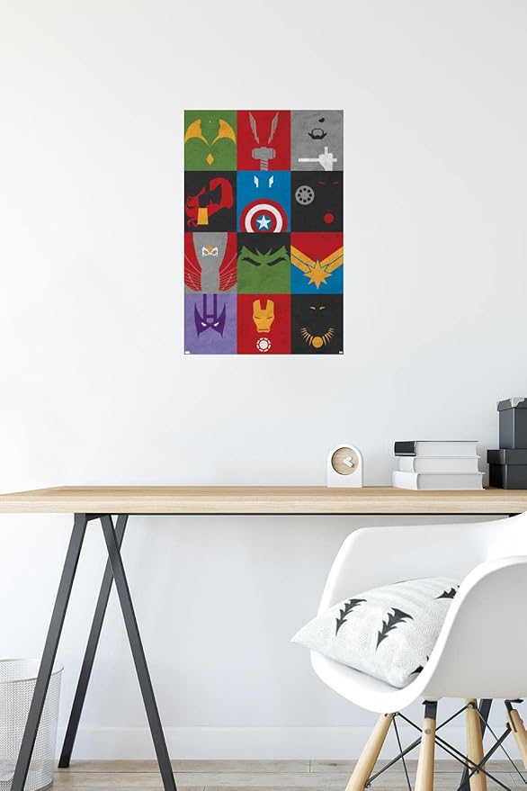 Trends International Marvel Comics - Avengers - Minimalist Grid Wall Poster, 14.725" x 22.375", Premium Unframed Version