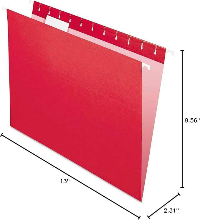 Pendaflex Recycled Hanging Folders, Letter Size, Red, 1/5 Cut, 25/BX (81608)