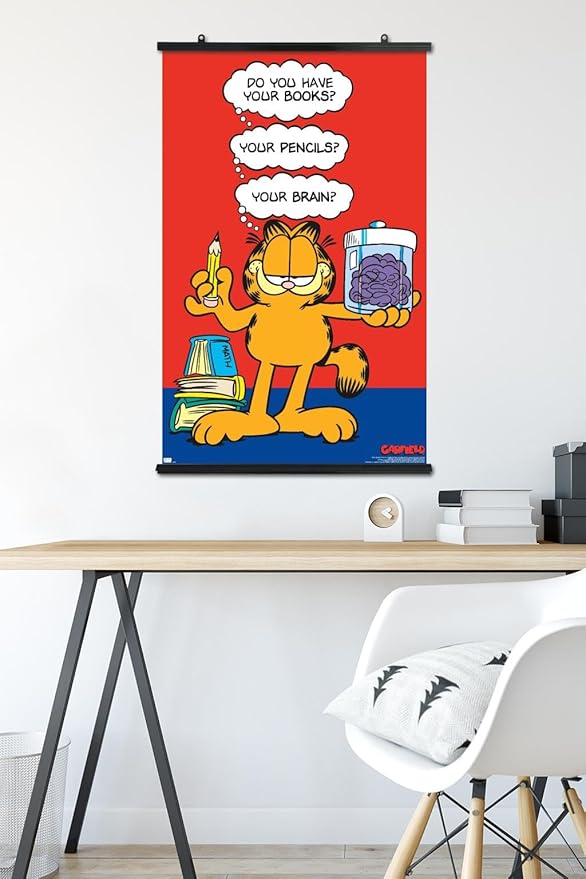 Garfield - Brain Wall Poster, 34L" x 22.4W", Premium Poster & Clip Bundle