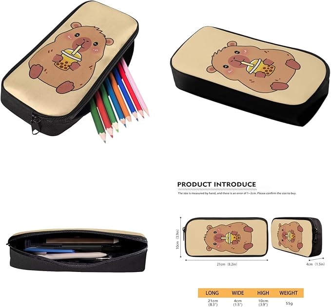 CLOHOMIN Cute Capybara Bookbag And Lunch Box Set for Girls Yellow Backpack with Lunch Bag for Kids 4th Grade Elementary/Primary School Bag Thermal Lunchbox Large Pencil Case, Set of 3