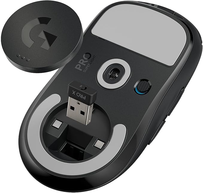 Logitech G PRO X Superlight Wireless Gaming Mouse, Ultra-Lightweight, Hero 25K Sensor, 25,600 DPI, 5 Programmable Buttons, Long Battery Life, Compatible with PC/Mac - Black