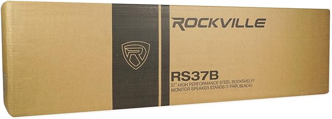 Rockville RS37B 37" Steel Bookshelf Speaker Stands, 60 lbs Capacity, Cable Management, Anti-Vibration Pads, Adjustable Feet, for Home Audio and Studio Monitoring (Pair)