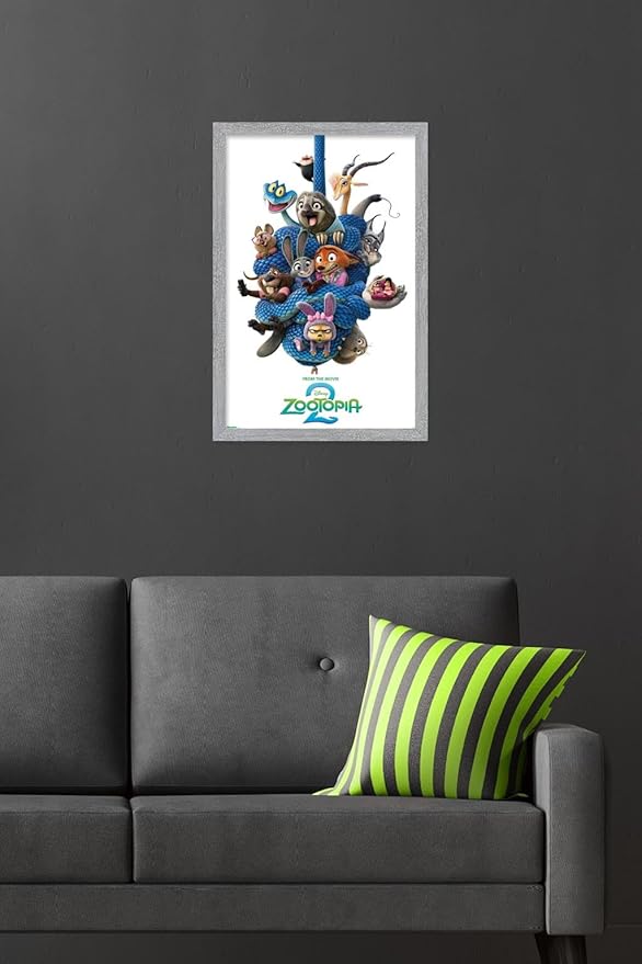 Disney Zootopia 2 (2025) - Group One Sheet Wall Poster, 22.4L" x 14.7W", Gray Framed Version