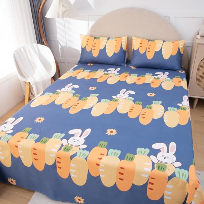 WenBags Lightweight Waterproof Flat Sheet 70*90 Inches Queen Size-Mattress Protector for Bed & Couch, Pet Hair Resistant Cover Ideal for Dogs & Cats, Perfect for Hotels & Hospitals(Multicolor-Rabbit)
