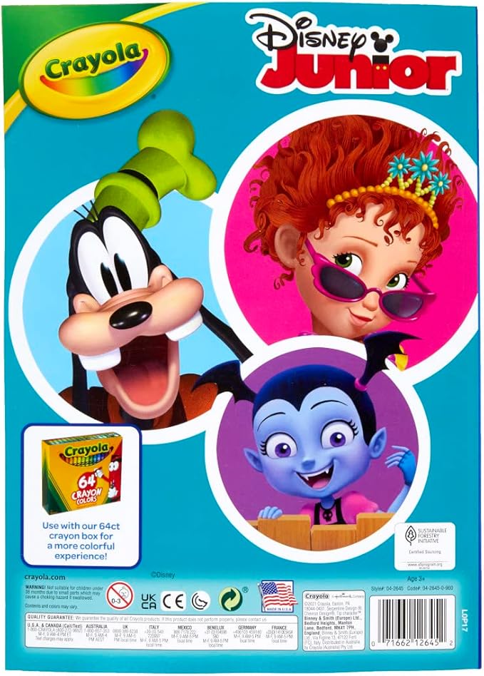 Crayola Disney Jr. Coloring Book (288 Pages), Includes Disney Stickers, Giant Coloring Book for Kids & Adults, Travel Activity, Ages 3 +