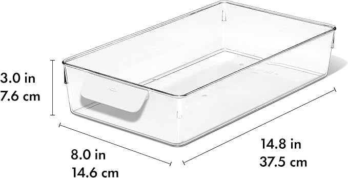 OXO Good Grips Fridge Organization Bin 8 in x 14 in - for Cheese, Meat, Fish and More (Pack of 2)