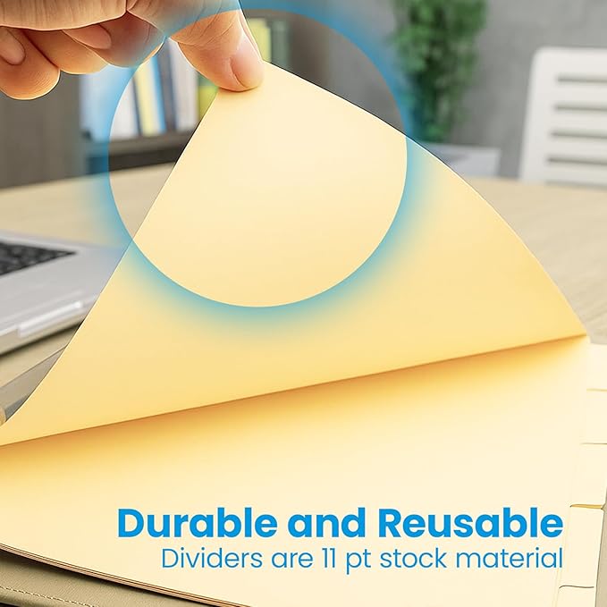 Oxford Manila Index Dividers - Durable 3 Ring Binder Dividers with 5 Tabs 1/5 Cut - Made from 10% Recycled Fiber - Ideal for Organizing Office, School, and Home Documents - Letter Size - 250 Count