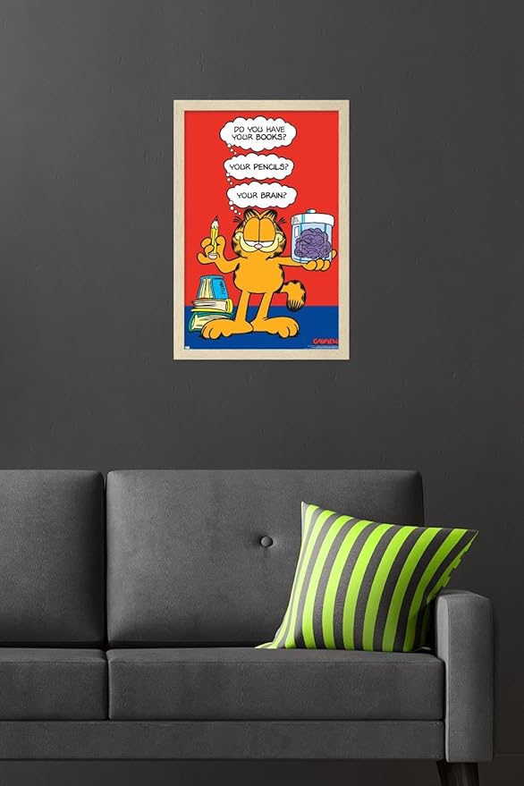 Garfield - Brain Wall Poster, 22.4L" x 14.7W", Blonde Framed Version