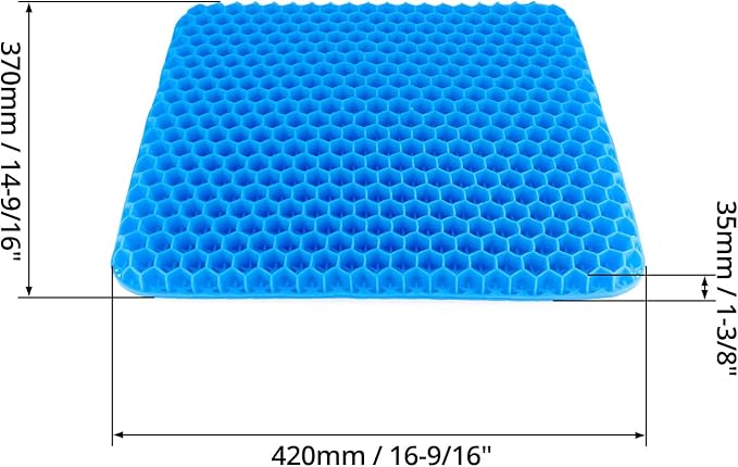 QWORK Gel Seat Cushion, Orthopaedic Gel Cushion, Cool & Breathable & Non-Slip for Car, Office,Wheelchair (Black, 40 x 35 x 3.2 cm)