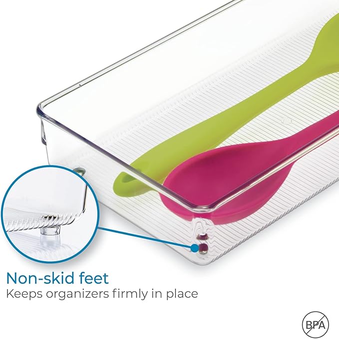 iDesign Linus BPA-Free Plastic Drawer Organizer - 6" x 12" x 2.25", Clear
