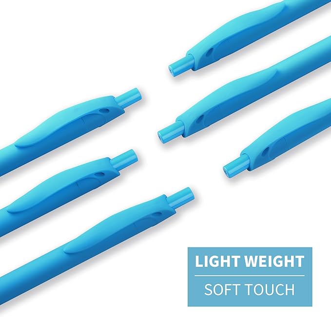deegtran 100 Pack No Bleed Sky Blue Barrel Click Pens, Wholesale Retractable Ballpoint Pens, Medium Point, Smooth Ink, 1.0MM Black Ink