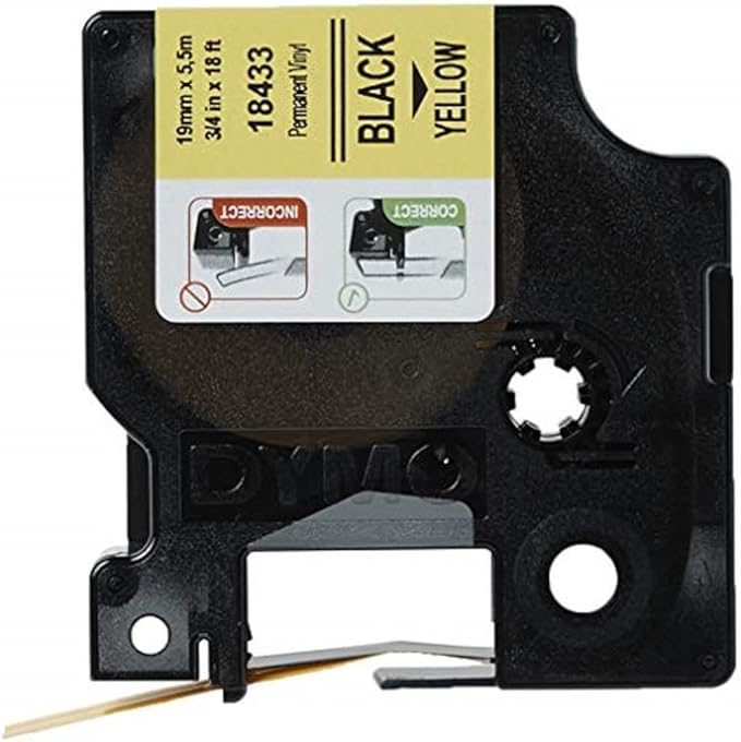DYMO Rhino Industrial Vinyl Labels 3/4" Black Print on Yellow Tape