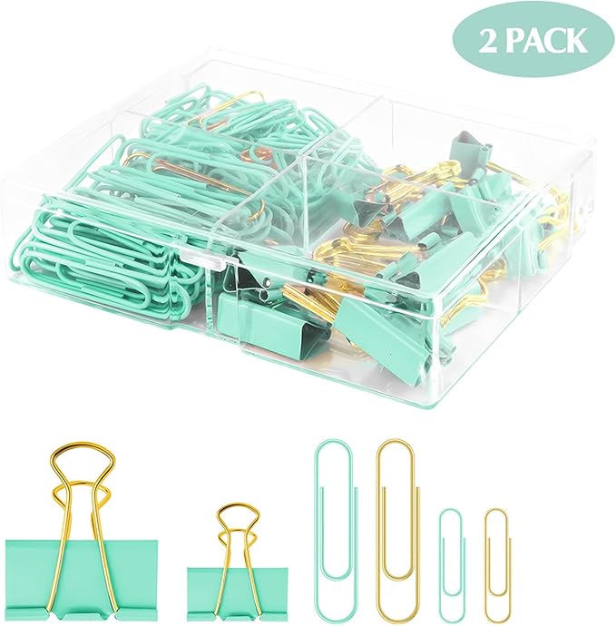 Cute Paper Clips Binder Clips Combo Set, Assorted Size Paper Clips for Office, Cute Office Supplies Set,