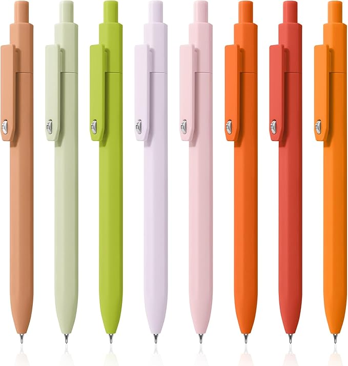 Gel Pens, 8 Pcs 0.5mm Black Ink Pens Fine Point Smooth Writing Pens, High-End Series Pens for Journaling Note Taking, Cute Office School Supplies Gifts for Women Men