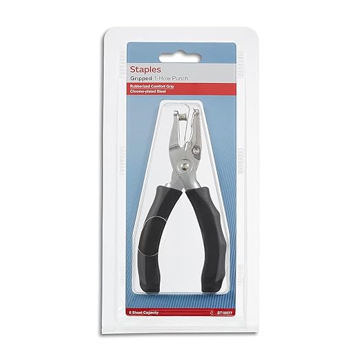 Staples Premium 1‑Hole Punch, 5‑Sheet Capacity – Metal Single‑Hole Punch