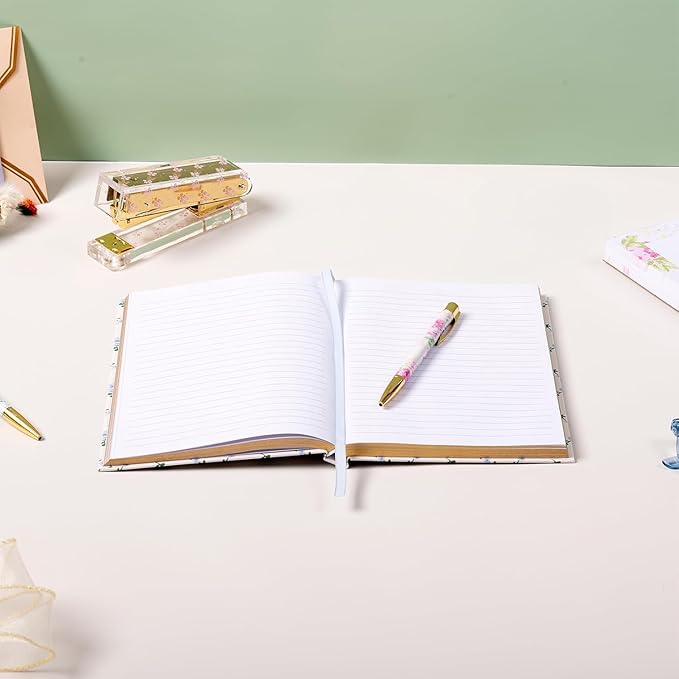 Laura Ashley Premium Hardcover Writing Journal | 256 Lined Pages | Elegant Floral Design | Perfect for Diaries, Notes, and Gift Giving (White - A5-6-x-8 Inches)