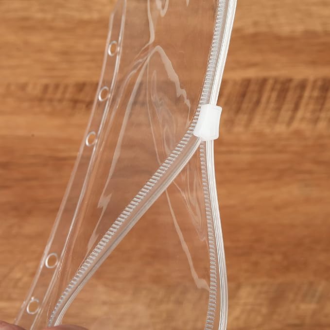 100 pcs Transparent A6 Binder Pockets 6 Holes Zipper Folders PVC Card Loose Leaf Bags Cash Envelopes for Budgeting Binder Waterproof Filing Bags for 6 Ring Notebook Planner Inserts