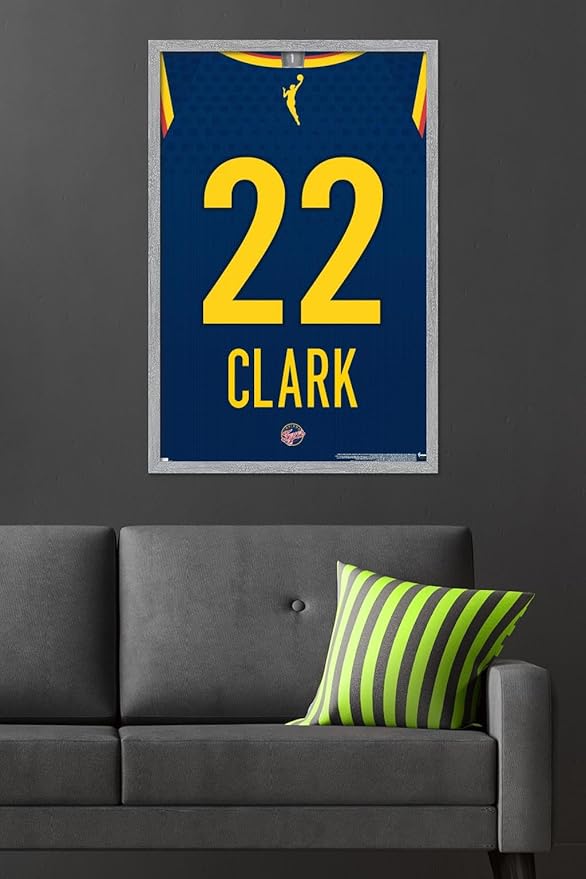 WNBA Indiana Fever - Caitlin Clark Jersey Wall Poster, 34L" x 22.4W", Gray Framed Version