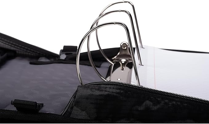 Case-it King Sized Zip Tab School Zipper Binder | 4-Inch D-Rings, 800 Sheet Capacity, 5-Subject Expanding File Folder, Multiple Pockets & Storage Organizer, Shoulder Strap | D-186 Red