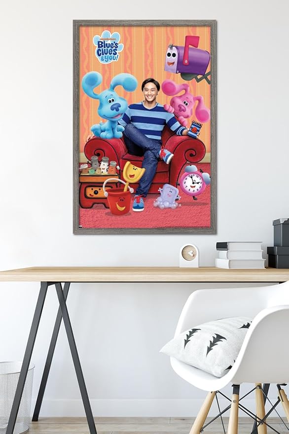 Nickelodeon Blue's Clues - Group Wall Poster, 34L" x 22.4W", Barnwood Framed Version