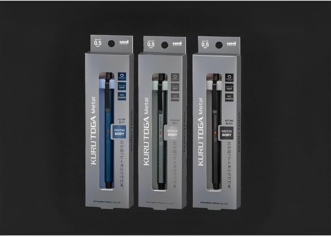 Uni Kuru Toga Metal Mechanical Pencil, Auto Lead Rotation, 0.5mm Fine Point, All-Metal Body, Silent Blue, M5KH1P.10