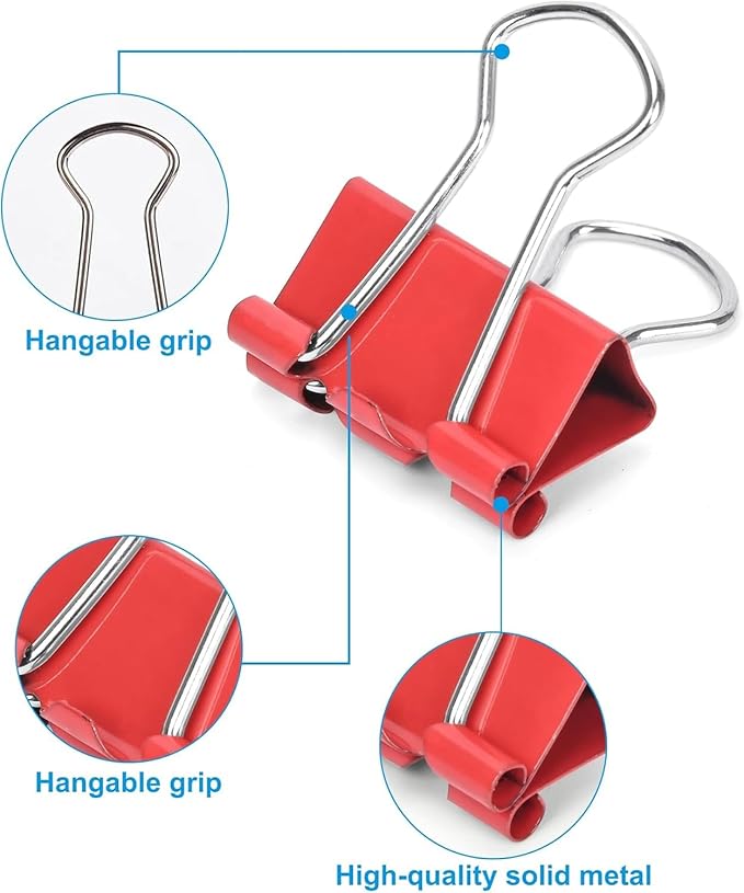 CUARUSUIKA Binder Clips Set,40Pack, 1 in Small Clip, Paper Clips for Office, Home, School, Crafts, Business(Mixed Color)