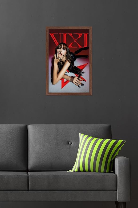 LISA - VIXI Red Star Wall Poster, 22.4L" x 14.7W", Mahogany Framed Version
