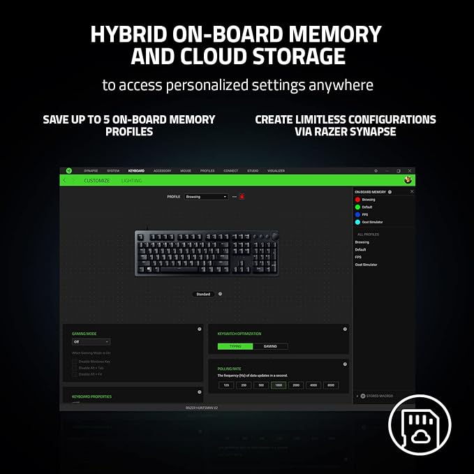 Razer Huntsman V2 Optical Gaming Keyboard: Fast Clicky Optical Switches w/Quick Keystrokes & 8000Hz Polling Rate - Doubleshot PBT Keycaps - Dedicated Media Keys & Dial - Ergonomic Wrist Rest