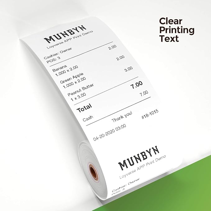 MUNBYN Thermal Receipt Paper 3 1/8 x 230ft, Work for Star Micronics TSP100 TSP143 Epson 80mm Receipt Printer Square POS Register, 80mm Thermal Receipt Paper, BPA Free, 20 Rolls