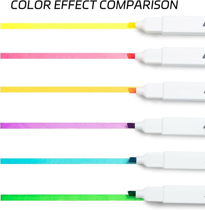 M&G HI-CUBE Highlighters, 6 Pack Fluorescent Colors, Soft-Nib Chisel Tip with Fat Rectangular Barrel Design, No Bleed Highlighters for Journaling, Planners, Study Notes, Writing & School Supplies